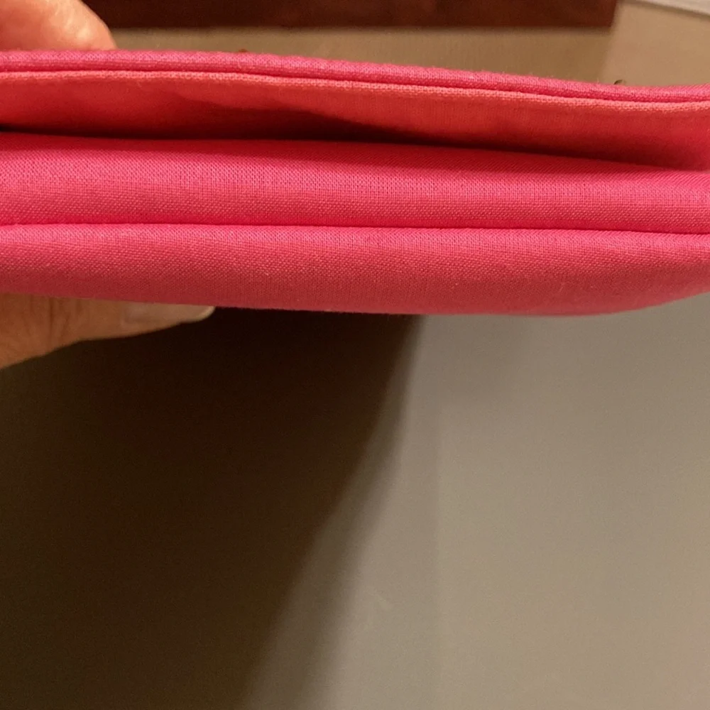 NWT Barbie pink cloth ornate clutch with convertible gold tone chain strap